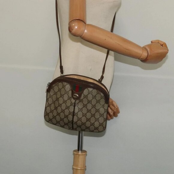 GUCCI GG Supreme Web Sherry Line Bag PVC Beige Gold 904 02 047 Auth 132567 - Picture 14 of 16